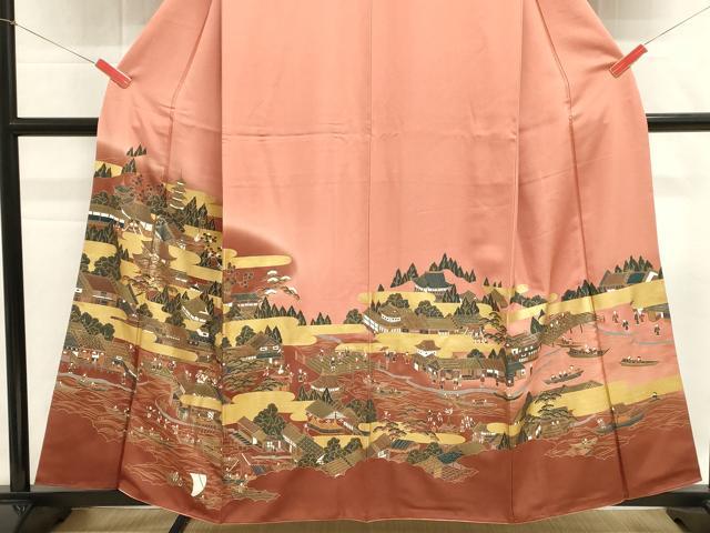 平和屋着物■訪問着　人物風景文　暈し染め　金彩　正絹　逸品　DABH1877cd