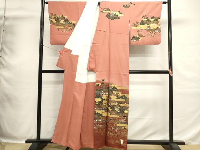 平和屋着物■訪問着　人物風景文　暈し染め　金彩　正絹　逸品　DABH1877cd