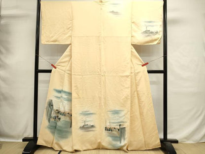 平和屋着物■訪問着　作家物　手描き　風景文　暈し染め　正絹　逸品　DABH1882cd