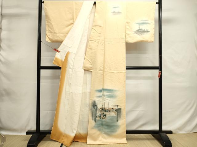 平和屋着物■訪問着　作家物　手描き　風景文　暈し染め　正絹　逸品　DABH1882cd