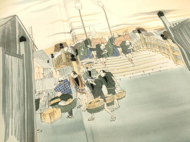 平和屋着物■訪問着　作家物　手描き　風景文　暈し染め　正絹　逸品　DABH1882cd