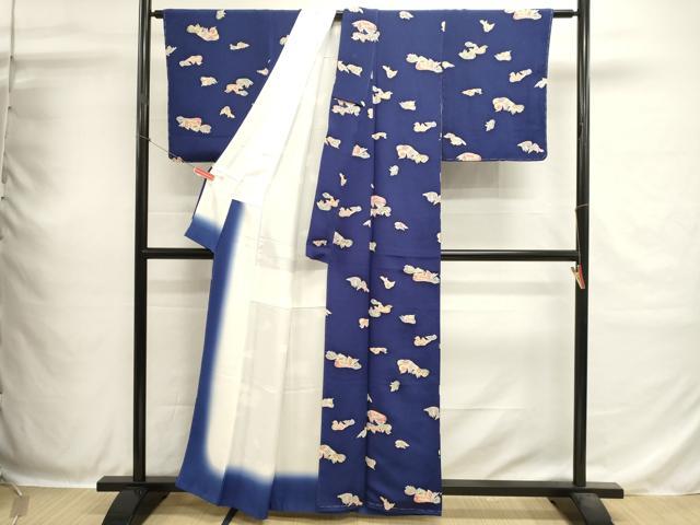 平和屋着物■上質な小紋　型染め　鴛鴦文　鬼しぼ縮緬　正絹　逸品　未使用　DABH1885cd