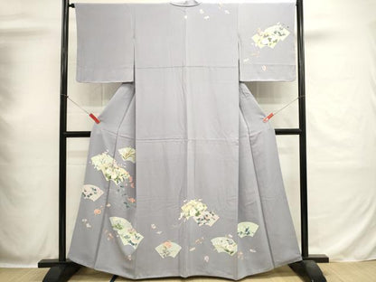 平和屋着物■訪問着　地紙草花文　銀彩　正絹　逸品　DABH1886cd
