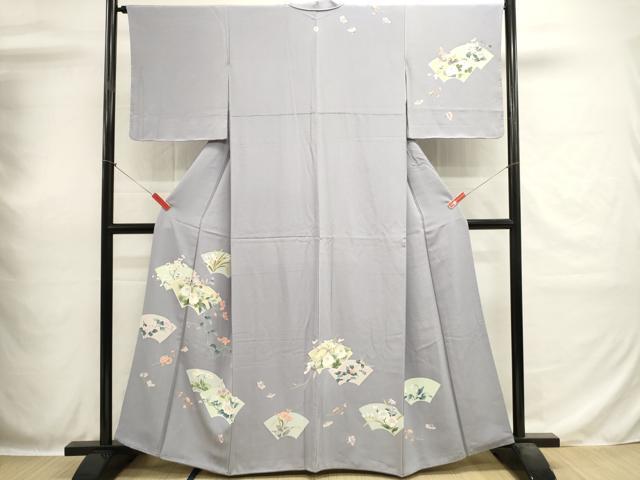 平和屋着物■訪問着　地紙草花文　銀彩　正絹　逸品　DABH1886cd