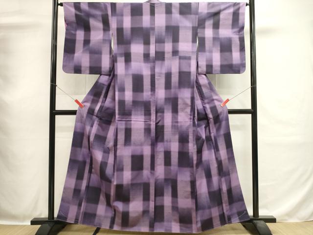 平和屋着物■上質な紬　格子　正絹　逸品　未使用　DABH1888cd