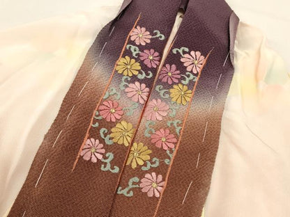 平和屋着物■長襦袢　無双仕立て　舞花文　半衿刺繍　正絹　逸品　DABH1898cd
