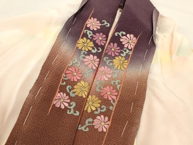 平和屋着物■長襦袢　無双仕立て　舞花文　半衿刺繍　正絹　逸品　DABH1898cd