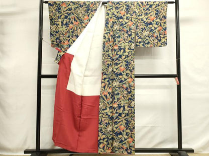 平和屋着物■上質な小紋　草花文　正絹　逸品　未使用　DABH1901cd