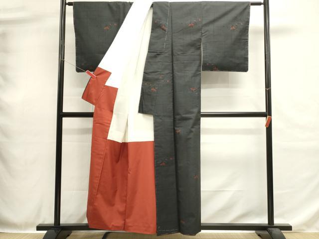 平和屋着物■本場大島紬　7マルキ　幾何学松文　正絹　逸品　DABH1904cd