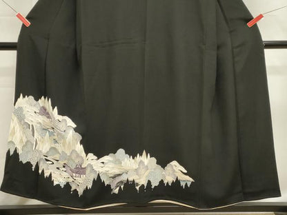 平和屋着物■豪華黒留袖　友禅　風景松文　正絹　逸品　DABH1905cd