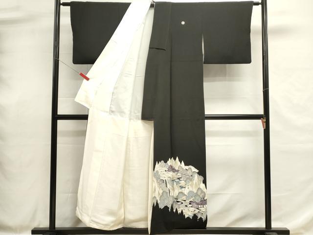 平和屋着物■豪華黒留袖　友禅　風景松文　正絹　逸品　DABH1905cd