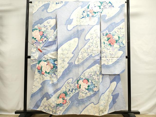 平和屋着物■豪華振袖　駒刺繍　絞り　草花文　牡丹　暈し染め　正絹　逸品　DABH1908cd