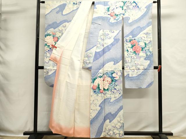 平和屋着物■豪華振袖　駒刺繍　絞り　草花文　牡丹　暈し染め　正絹　逸品　DABH1908cd