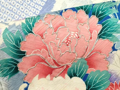平和屋着物■豪華振袖　駒刺繍　絞り　草花文　牡丹　暈し染め　正絹　逸品　DABH1908cd