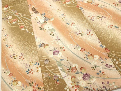 平和屋着物■上質な小紋　短冊花文　暈し染め　金彩　正絹　逸品　DABH1910cd