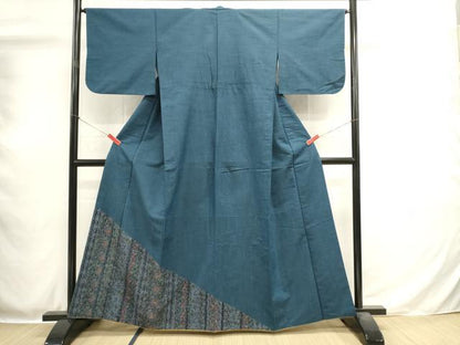 平和屋着物■色留訪問着　紬地　更紗花文　胴抜き仕立て　正絹　逸品　DABH1912cd