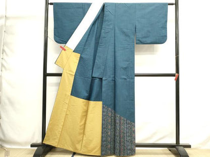 平和屋着物■色留訪問着　紬地　更紗花文　胴抜き仕立て　正絹　逸品　DABH1912cd