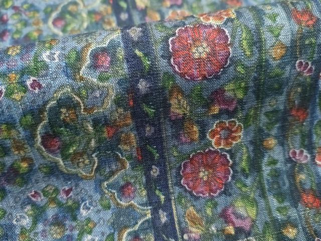 平和屋着物■色留訪問着　紬地　更紗花文　胴抜き仕立て　正絹　逸品　DABH1912cd