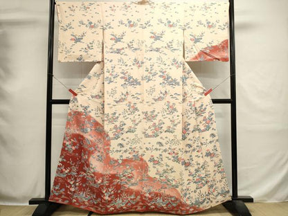 平和屋着物■訪問着　型染め　流水花文　暈し染め　正絹　逸品　DABH1913cd