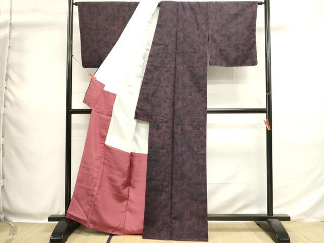 平和屋着物■上質な紬　抽象文様　正絹　逸品　未使用　DABH1915cd