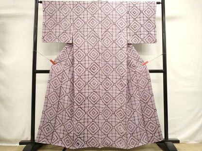 平和屋着物■上質な小紋　総絞り　菱文　正絹　逸品　DABH1917cd