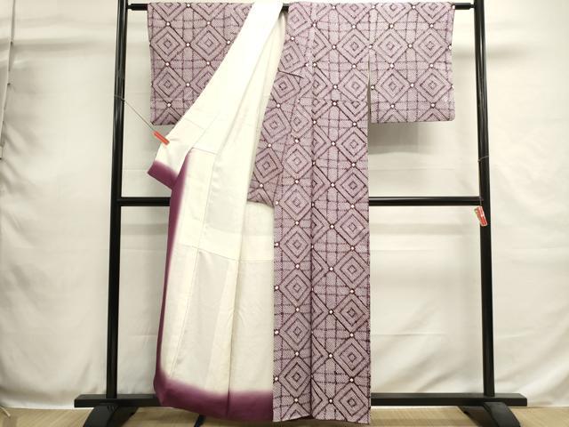 平和屋着物■上質な小紋　総絞り　菱文　正絹　逸品　DABH1917cd