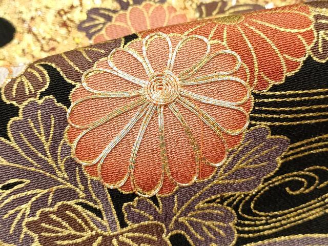 平和屋着物■豪華黒留袖　駒刺繍　御所車花文　金銀彩　正絹　逸品　DABH1918cd