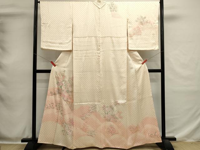 平和屋着物■訪問着　総絞り　重ね山花文　暈し染め　銀彩　正絹　逸品　DABH1921cd
