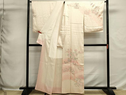 平和屋着物■訪問着　総絞り　重ね山花文　暈し染め　銀彩　正絹　逸品　DABH1921cd