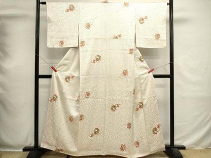 平和屋着物■上質な小紋　貝桶花文　金彩　正絹　逸品　DABH1922cd