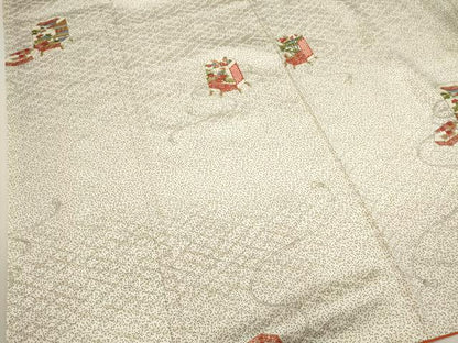 平和屋着物■上質な小紋　貝桶花文　金彩　正絹　逸品　DABH1922cd