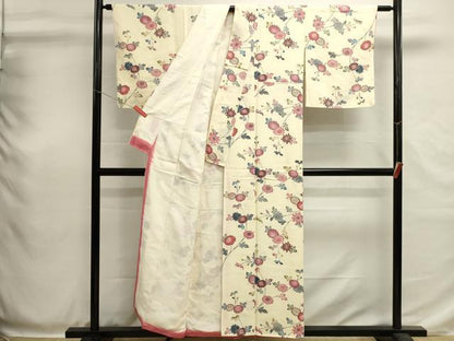 平和屋着物■上質な小紋　型染め　枝花文　正絹　逸品　DABH1931cd