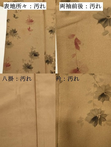 平和屋着物■上質な小紋　手描き　草花文　正絹　逸品　DABH1935cd