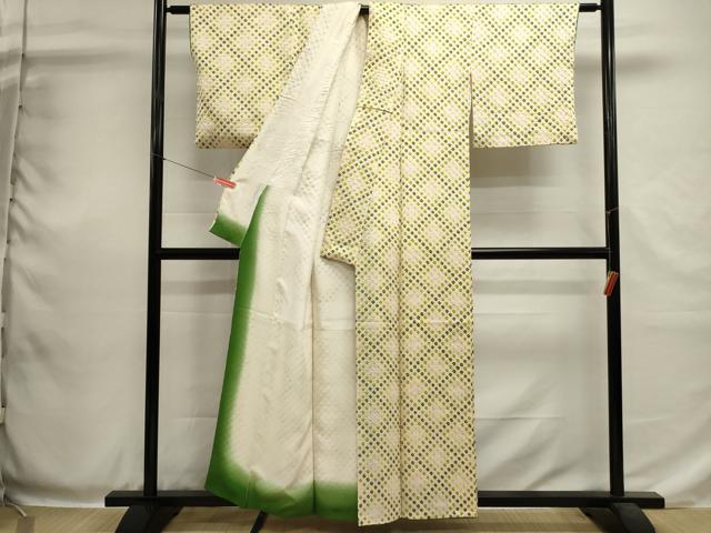 平和屋着物■上質な小紋　総絞り　菱繋ぎ　正絹　逸品　DABH1942cd