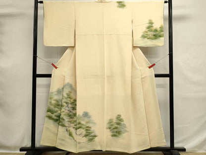 平和屋着物■訪問着　手描き　渡橋風景文　暈し染め　鬼しぼ縮緬　正絹　逸品　DABH1947cd
