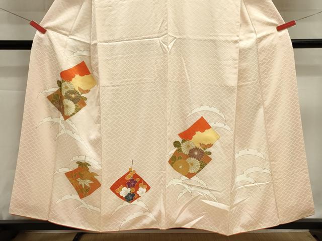 平和屋着物■訪問着　駒刺繍　雪輪花文　金彩　正絹　逸品　DABH1953cd