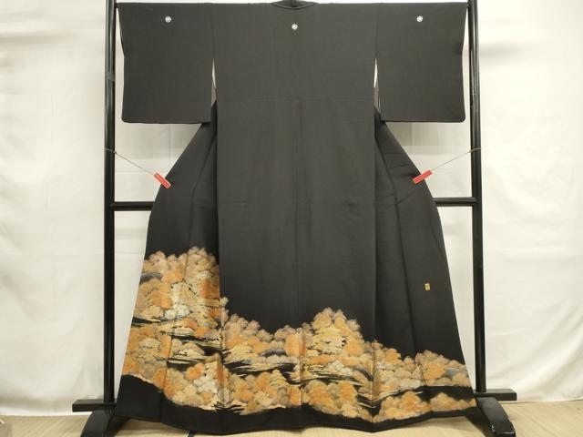 平和屋着物■豪華黒留袖　作家物　風景文　暈し染め　金銀彩　正絹　逸品　DABH1957cd
