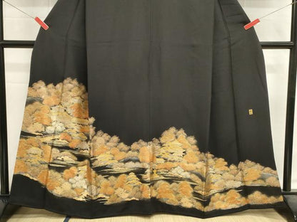 平和屋着物■豪華黒留袖　作家物　風景文　暈し染め　金銀彩　正絹　逸品　DABH1957cd
