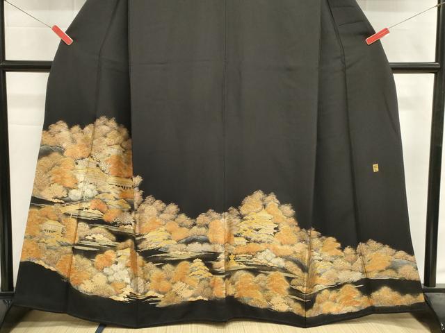 平和屋着物■豪華黒留袖　作家物　風景文　暈し染め　金銀彩　正絹　逸品　DABH1957cd