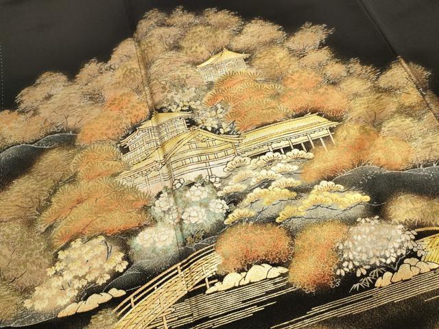 平和屋着物■豪華黒留袖　作家物　風景文　暈し染め　金銀彩　正絹　逸品　DABH1957cd