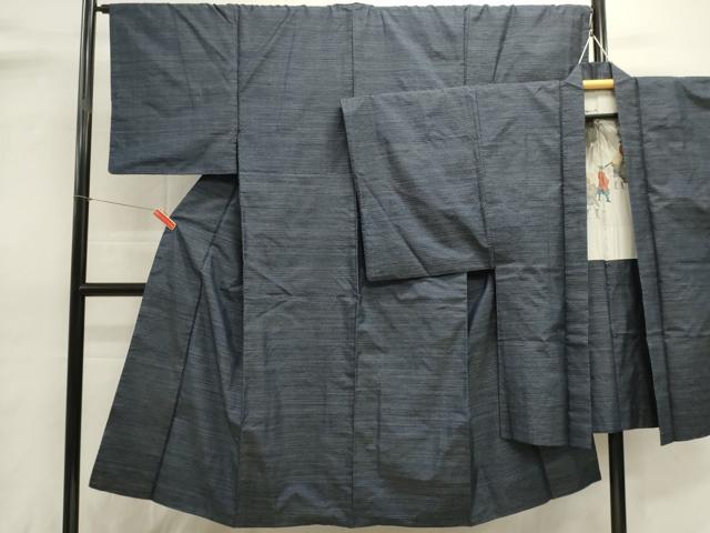 平和屋着物■男性　紬　アンサンブル　長羽織　亀甲柄　正絹　逸品　DABH1969cd