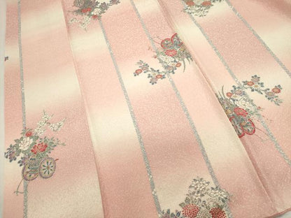 平和屋着物■上質な小紋　花車文　暈し染め　金彩　正絹　逸品　DABH1970cd