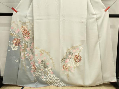 平和屋着物■訪問着　御所車花文　暈し染め　金彩　正絹　逸品　DABH1973cd
