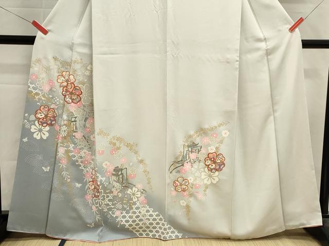 平和屋着物■訪問着　御所車花文　暈し染め　金彩　正絹　逸品　DABH1973cd
