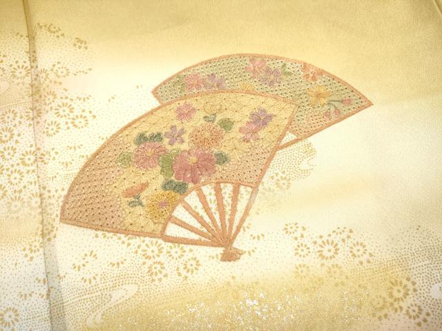 平和屋着物■中国三大刺繍　スワトウ刺繍　汕頭刺繍　総刺繍　訪問着　扇面花文　暈し染め　金彩　正絹　逸品　DABH1974cd