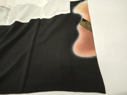 平和屋着物■豪華黒留袖　駒刺繍　花車文　暈し染め　金彩　正絹　逸品　DABH1976cd