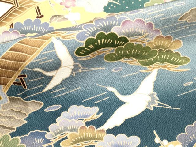 平和屋着物■豪華黒留袖　友禅　作家物　風景飛鳥文　正絹　逸品　DABH1978cd