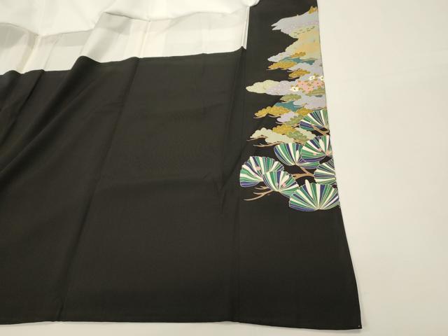 平和屋着物■豪華黒留袖　友禅　作家物　風景飛鳥文　正絹　逸品　DABH1978cd