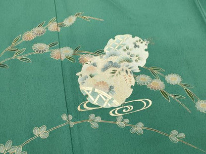 平和屋着物■訪問着　雪輪草花文　金彩　正絹　逸品　DABH1980cd