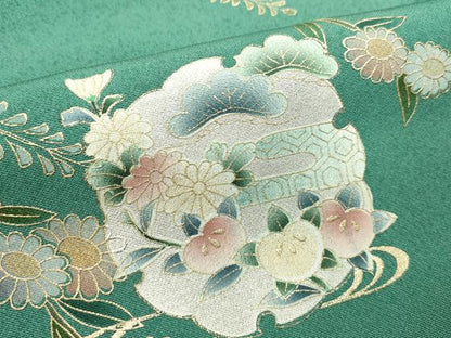 平和屋着物■訪問着　雪輪草花文　金彩　正絹　逸品　DABH1980cd